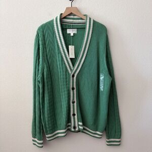 SUN + STONE Mens Cardigan Varsity Preppy Collegiate Grandpacore Size XL